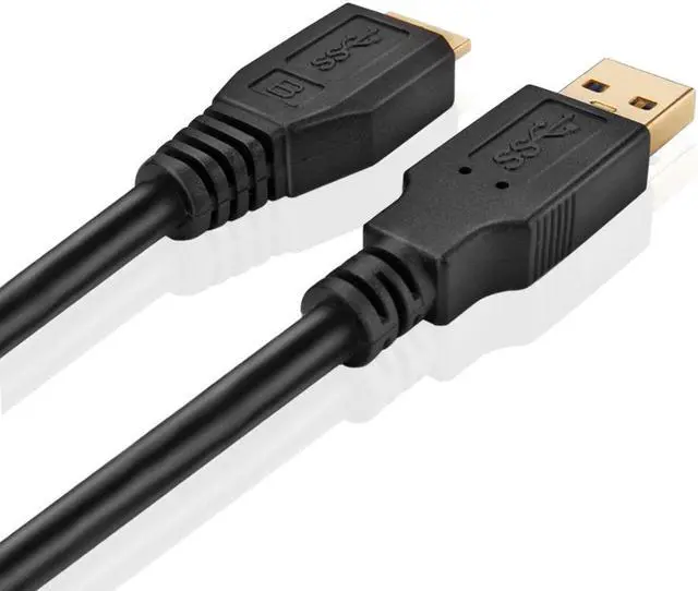 Alt view image 3 of 4 - USB 3.0 Cable - Micro-B to Type A (6 FT) Type A-Male to Micro B Male Adapter Converter Extension Gold Plated SuperSpeed USB Connector Port Plug Wire Cord - Black