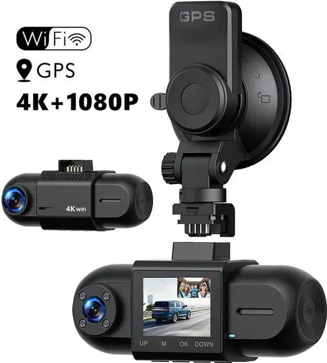 Main image of Real 4K 5G WiFi Dual Dash Cam with WiFi GPS,2160P Car Camera with Free App,UHD 4K+1080P Driving recorder,1.5 Inch Car Dash Camera,24/7 Parking Mode,Night Vision,Motion Detection,Gravity sensor,Loop Re