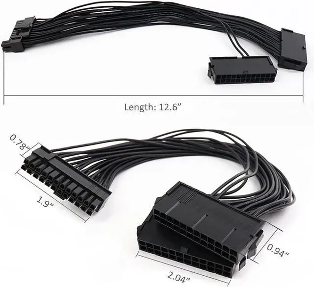 Alt view image 4 of 5 - Dual Psu Power Supply 24 Pin Extension Cable For Atx Motherboard,24 Pin 20 + 4 Dual Multiple Psu Power Supply Cable Sp Adapter Extension Kit