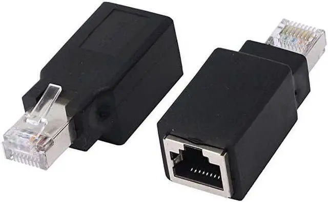 Main image of RJ45 Ethernet LAN Male to Female Cat5 / Cat5e / Cat6 Crossover Adapter(2-Pack),Black (Straight)