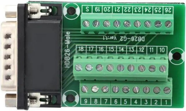 Alt view image 3 of 3 - DB26 DB26-G2-01 Male Adapter to PCB Terminal Signals Module Breakout Board Connector