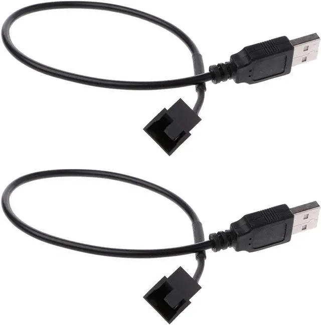 Main image of 2 Pack USB to 3-Pin / 4-Pin PWM 5V USB Sleeved Fan Power Adapter Cable, USB to 3 Pin / 4 Pin Case Fan Adapter Connector Cable (USB-3Pin/4Pin Cable)