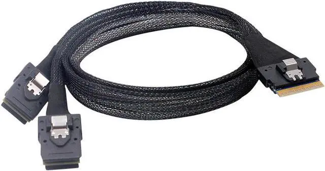 Main image of PCI-E Ultraport Slimline SAS Slim 4.0 SFF-8654 8i 74pin to Dual SFF-8087 Mini SAS Cable PCI-Express 100 cm