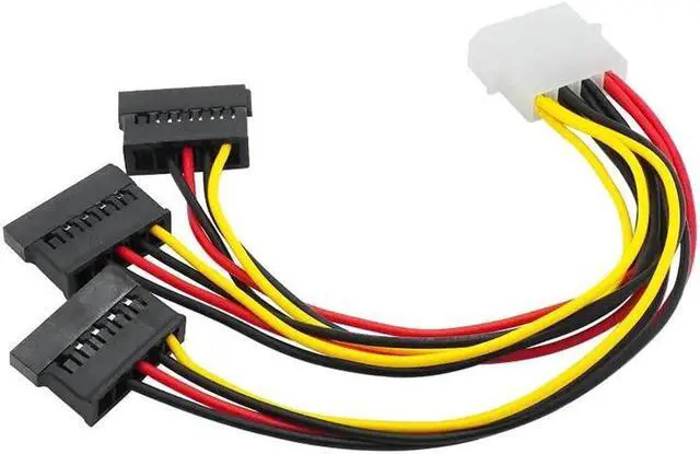 Alt view image 2 of 5 - SATA Adapter Cable IDE 4Pin Male To 3 Port SATA Female Splitter Hard Drive Power Supply Cable SATA Cable 22cm