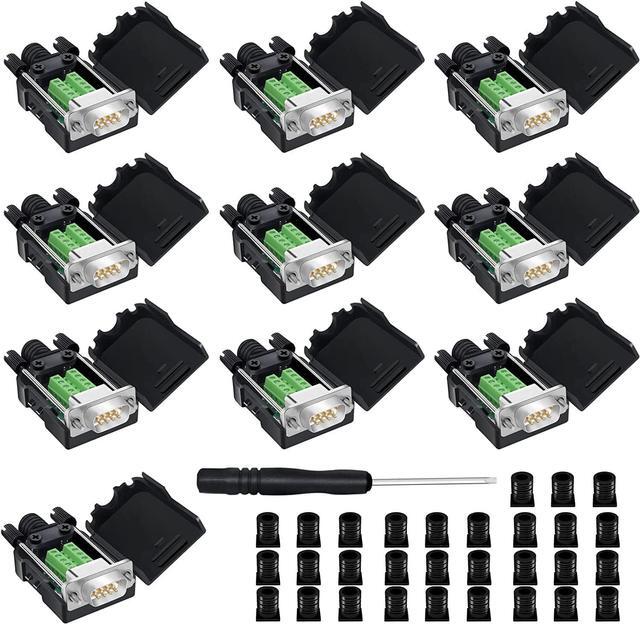 Main image of DB9 Breakout Connector to Wiring Terminal RS232 D-SUB Male Serial Adapters Port Breakout Board Solder-Free Module with case(10 PCS Male Adapter White)