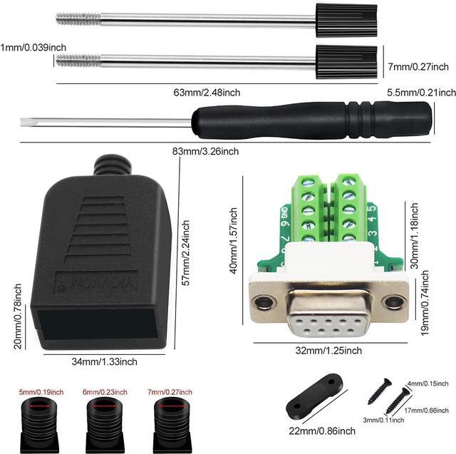 Alt view image 4 of 6 - DB9 Breakout Connector to Wiring Terminal RS232 D-SUB Male Serial Adapters Port Breakout Board Solder-Free Module with case(10 PCS Male Adapter White)