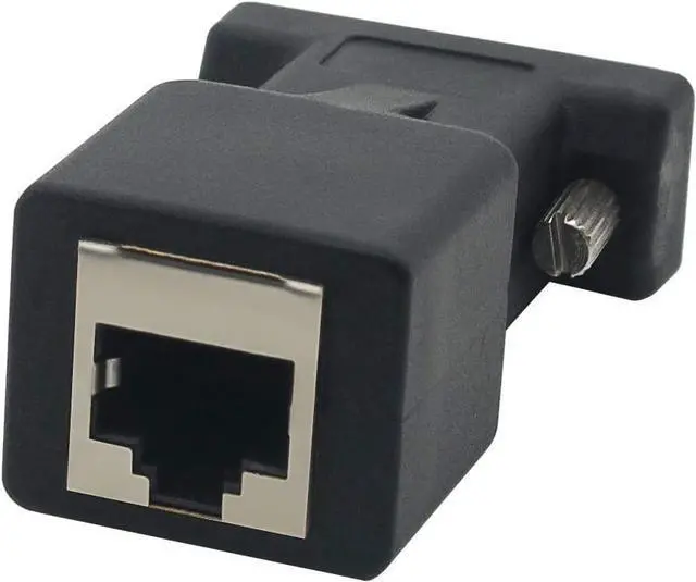 Alt view image 2 of 6 - DB9 RS232 Male Port to RJ45 Female Connector Card DB9 Serial Port Extender to LAN CAT5 CAT6 RJ45 Network Ethernet Cable Adapter