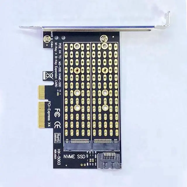 Alt view image 2 of 3 - Add on Cards PCIE To M2/M.2 Adapter SATA M.2 SSD PCIE Adapter NVME/M2 PCIE Adapter SSD M2 To SATA PCI-E Card M Key +B Key