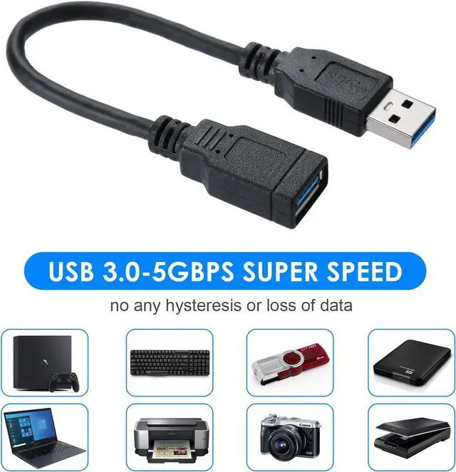 Alt view image 6 of 7 - USB 3.0 USB Male A to Female A High Speed Standard USB Extension Cable - Extender to USB Hub,Black 8 Inch