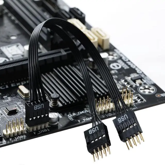 Alt view image 6 of 7 - Motherboard USB Splitter, USB2.0 9-Pin USB Splitter 1-in-2, USB Motherboard Adapter 9Pin Line Expansion Cable USB Splitter for Computer Motherboards, NZXT, USB Header Splitter Length 17.6 cm.