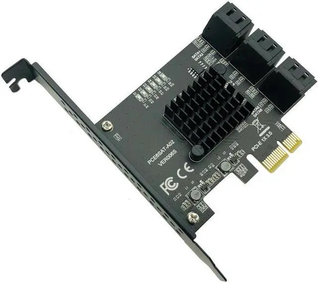 Alt view image 2 of 6 - PCI express to 6 Ports SATA Controller SATA 3 III 3.0 6Gbps to PCI-e x1 Card Adapter PCIe SATA3 Expansion Card Riser For Windows