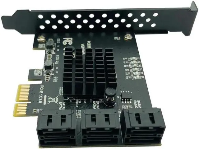 Alt view image 3 of 6 - PCI express to 6 Ports SATA Controller SATA 3 III 3.0 6Gbps to PCI-e x1 Card Adapter PCIe SATA3 Expansion Card Riser For Windows