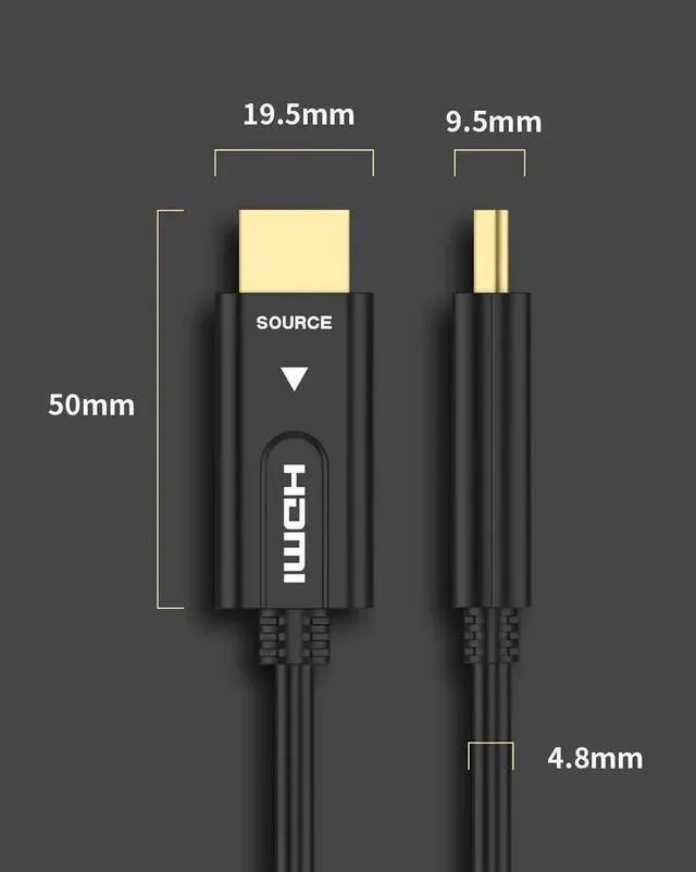 Alt view image 6 of 6 - Vszerda Fiber HDMI Cable 4K HDR 60Hz, Fiber Optic HDMI 2.0b Cable, Support 18Gbps ARC,Dolby Vision, 3D,HDCP2.2,4:4:4 Switch and Projector, Roku, Slim and Flexible HDMI Fiber Optic Cable-(5M,16.4ft)