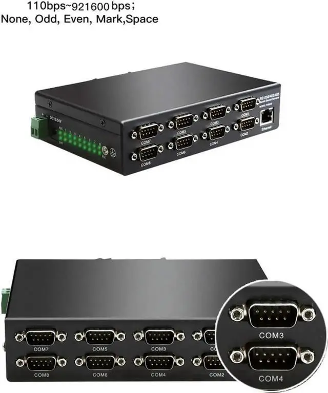 Alt view image 4 of 7 - 8 Ports RS232 RS485 RS422 to Ethernet TCP/IP Converter Multiple Serial Device Server Switch Modbus Gateway