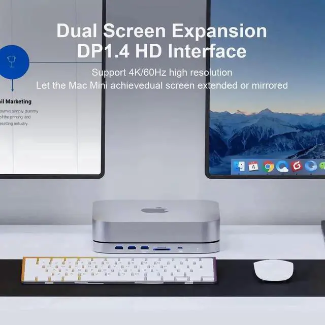 Alt view image 6 of 7 - Hagibis USB-C Hub with Dual Hard Drive Enclosure, Type-C Docking Station for Mac Mini M2, Mac Studio M1 Max Ultra with 2.5inch SATA, M.2 NVMe NGFF, 4K DP1.4, USB3.1 Gen2, USB-C, SD/TF (MC25 Pro DP)