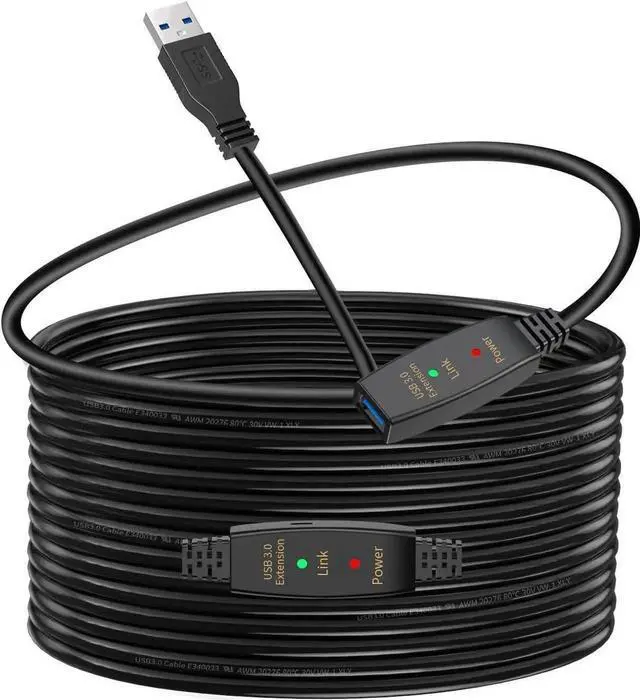 Main image of 16FT USB 3.0 Extension Cable,Active USB 3.0 Extension Cable A-Male to A-Female,USB 3.0 Extension Cord, 1 Extension chipsets Signal Booster ,Compatible with Oculus Quest 2 VR, Xbox, PS4 and More