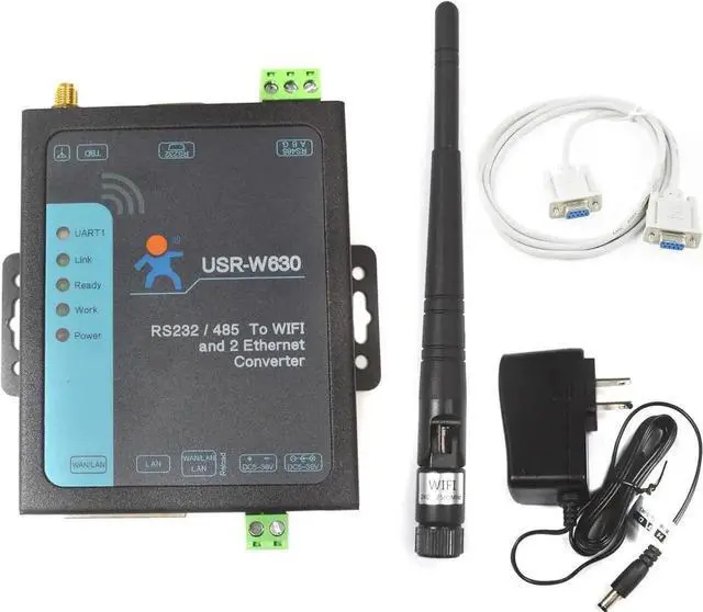 Alt view image 4 of 5 - W630 Industrial RS232 / RS485 Serial to Ethernet,Serial to WiFi or WiFi to Ethernet Converter Support Dual Ethernet Ports, Modbus RTU