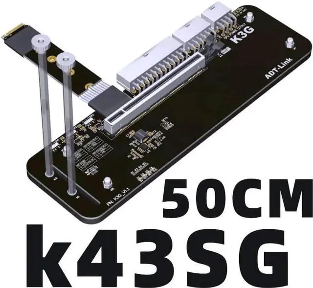 Alt view image 5 of 5 - M.2 M Key NVMe External Graphics Card Stand Bracket 64Gbs Full Speed with PCIe 4.0 x4 Riser Cable R43SG Upgraded for Graphics Card 1660 Above (50CM K43SG)