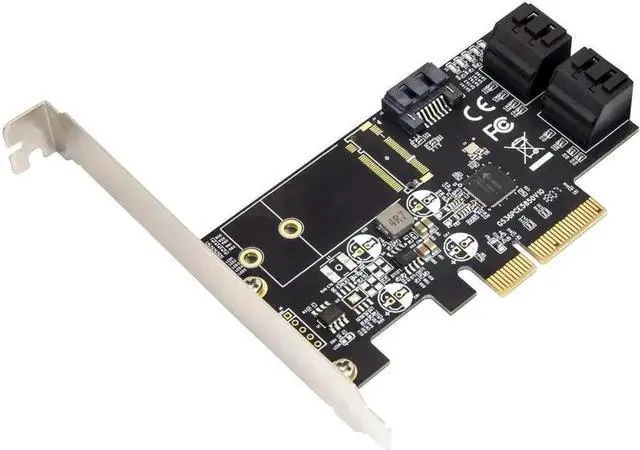 Main image of 5 Port Non-Raid SATA III 6GB/S Pci-E X4 Controller Card for Desktop PC Support SSD and HDD with Low Profile Bracket. JMB585 Chipset SI-PEX40139