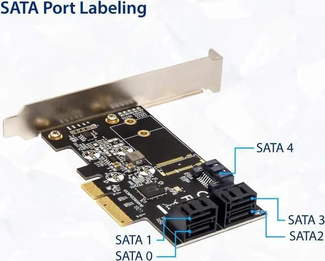 Alt view image 2 of 6 - 5 Port Non-Raid SATA III 6GB/S Pci-E X4 Controller Card for Desktop PC Support SSD and HDD with Low Profile Bracket. JMB585 Chipset SI-PEX40139