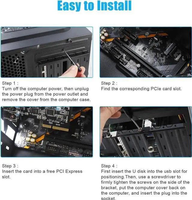 Alt view image 4 of 7 - 8-Ports PCI-E to USB 3.2 HUB(4X USB C - 4X USB A 3.2) PCI Express Expansion Card Adapter 10Gbps for Motherboard, Fits PCI Express x4, x8 or x16 socket.