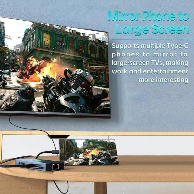 Alt view image 7 of 7 - Laptop Docking Station Triple Monitor, 11 in 1 USB C Hub Multiport Adapter Dongle with 4K60 HDMI,DP, VGA, 100W PD, Ethernet, SD/TF, 3 USB3.2 Ports, Mic/Audio for MacBook/Dell/HP/Lenovo