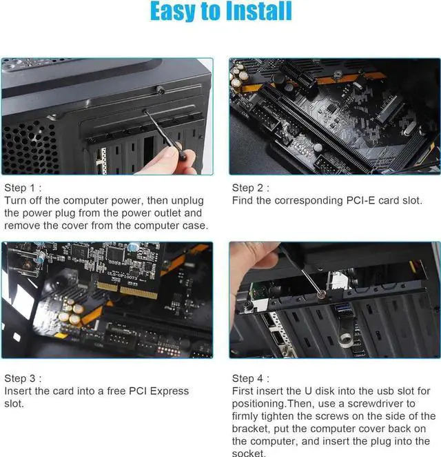 Alt view image 3 of 7 - USB3.2 Gen2 PCIE Expansion Card, 7 Ports 10Gbps High Speed Transmission Stable Power USB 3.2 Front Expansion Card, 7 External USB3.2 Ports (3X USB C - 4X USB A)