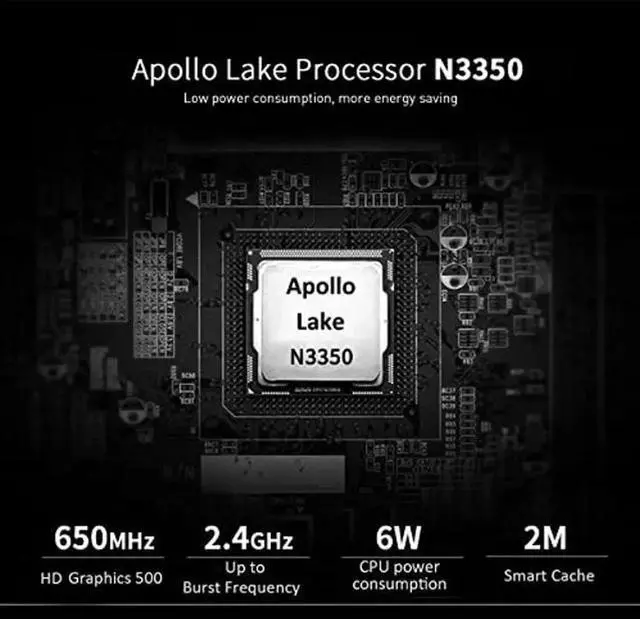 Alt view image 3 of 5 - T4 PRO Mini PC, Mini Desktop Computer with Apollo Lake N3350, 4GB LPDDR3 + 64GB EMMC, 2.4G / 5.8G WiFi, BT 4.0, 1000 Mbps LAN, Dual HDMI, Windows 10, WOL, Auto Power On