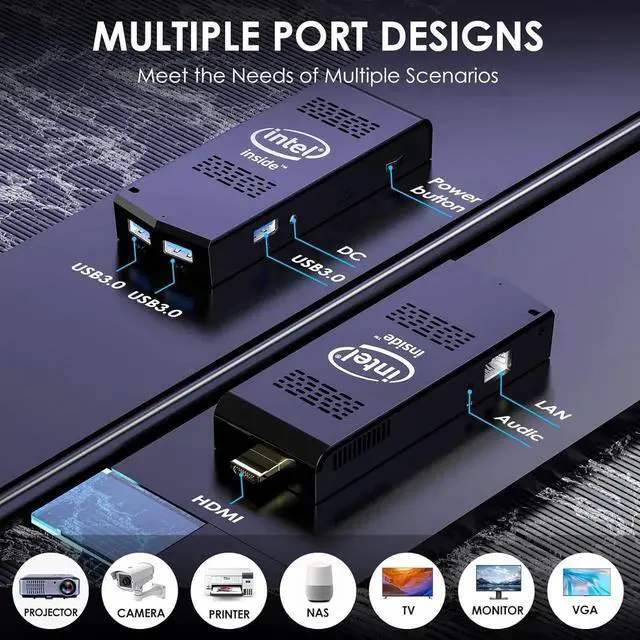 Alt view image 6 of 7 - PC Stick Windows 11 Pro,Mini PC Stick Intel Celeron N4020(Up to 2.8GHz),Portable Computer 8GB DDR4 256GB SSD Support M.2 SATA 3,Gigabit Ethernet,WiFi,BT 4.2,USB 3.0