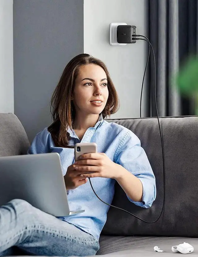 Alt view image 3 of 7 - USB C Charger, 65W GaN PPS Type C Fast PD Charger Compatible with MacBook Pro Air, iPhone, iPad Pro, Galaxy, Dell XPS USB C Laptop Devices 4 Ports