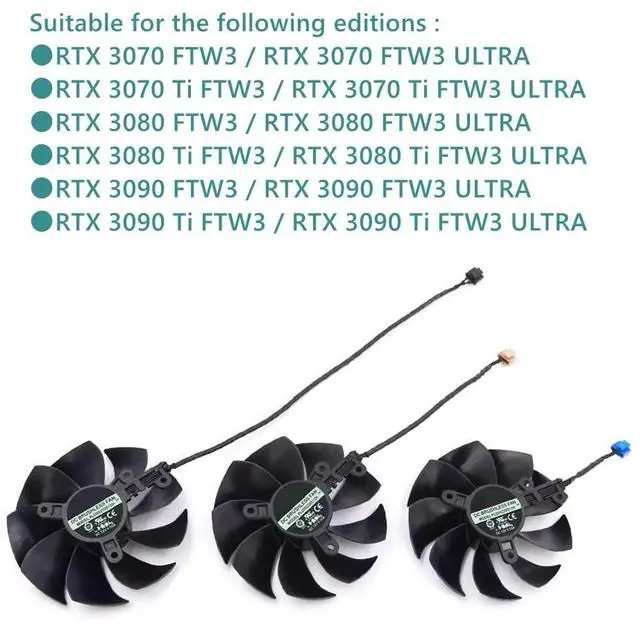 Alt view image 6 of 7 - 87MM PLD09220S12H Graphics Card Cooling Fan Replacement for E.VGA GeForce RTX 3070 3080 TI 3090 FTW3 Ultra Gaming Cooler Fan