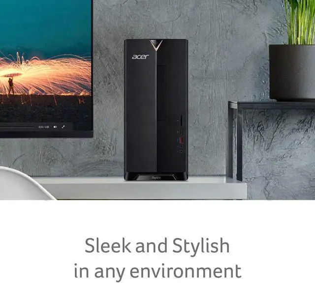 Alt view image 7 of 7 - Acer Aspire TC-885-UA92 Desktop, 9th Gen Intel Core i5-9400, 12GB DDR4, 512GB SSD, 8X DVD, 802.11AC Wifi, USB 3.1 Type C, Windows 10 Home, Black