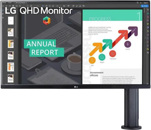 Alt view image 2 of 5 - LG 32QP880-B 32'' QHD (2560 x 1440) 75Hz IPS Monitor with USB Type-C and ErgoStand, HDR10 + Wacky Jacky Cleaning Cloth