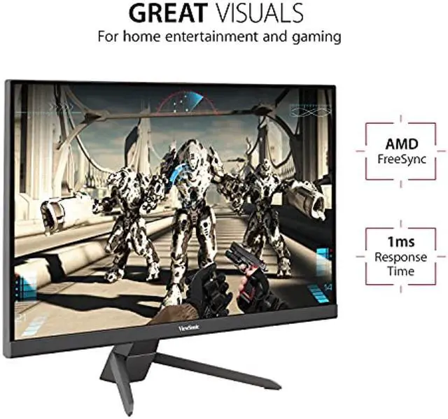 Alt view image 10 of 20 - ViewSonic VX2467-MHD 24 Inch 1080p Gaming Monitor with 100Hz, 1ms, Ultra-Thin Bezels, FreeSync, Eye Care, HDMI, VGA, and DP