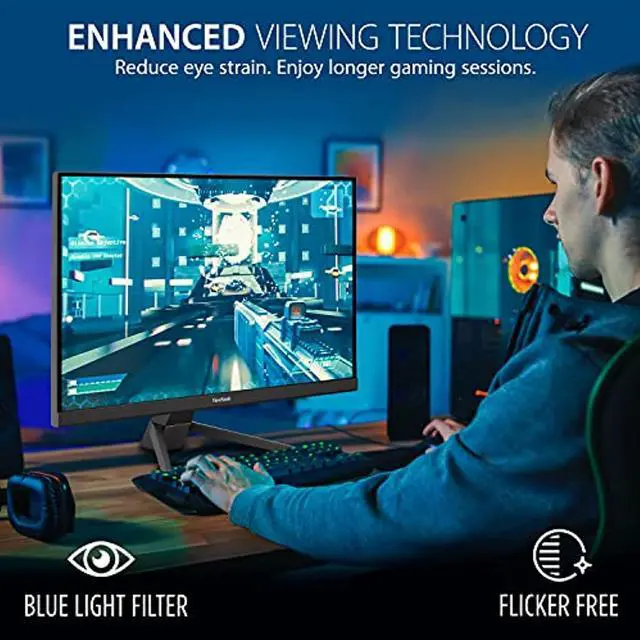 Alt view image 11 of 20 - ViewSonic VX2467-MHD 24 Inch 1080p Gaming Monitor with 100Hz, 1ms, Ultra-Thin Bezels, FreeSync, Eye Care, HDMI, VGA, and DP