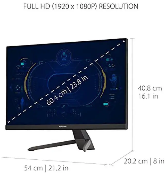 Alt view image 12 of 20 - ViewSonic VX2467-MHD 24 Inch 1080p Gaming Monitor with 100Hz, 1ms, Ultra-Thin Bezels, FreeSync, Eye Care, HDMI, VGA, and DP