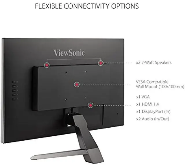 Alt view image 13 of 20 - ViewSonic VX2467-MHD 24 Inch 1080p Gaming Monitor with 100Hz, 1ms, Ultra-Thin Bezels, FreeSync, Eye Care, HDMI, VGA, and DP
