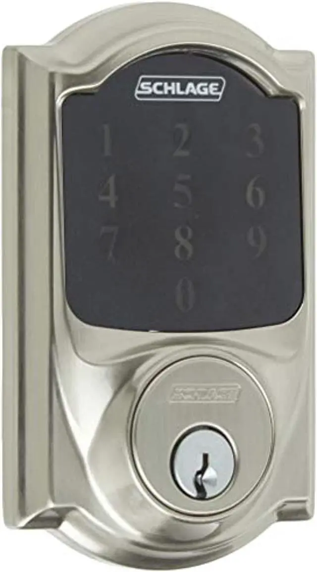 Alt view image 8 of 12 - Schlage Connect Z-Wave Deadbolt with Built-In Alarm, Camelot Style, Satin Nickel (BE469NX CAM 619)