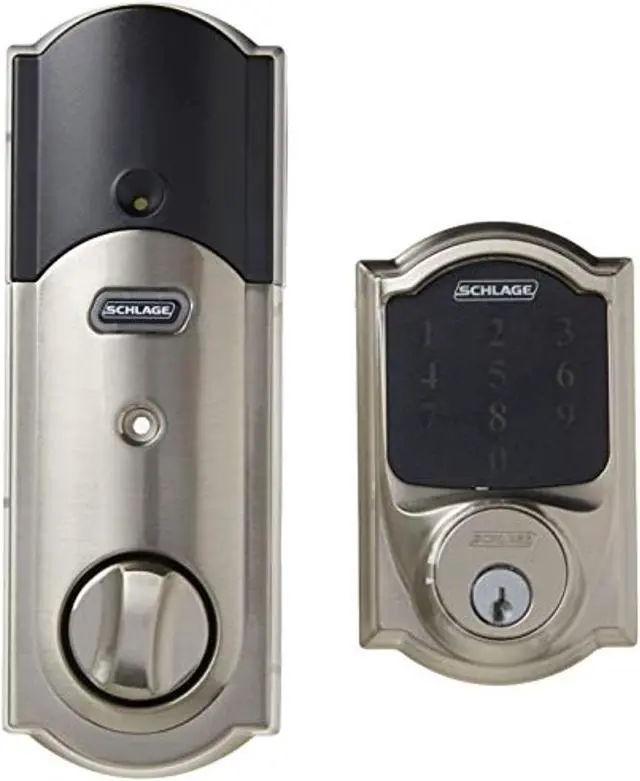 Alt view image 9 of 12 - Schlage Connect Z-Wave Deadbolt with Built-In Alarm, Camelot Style, Satin Nickel (BE469NX CAM 619)