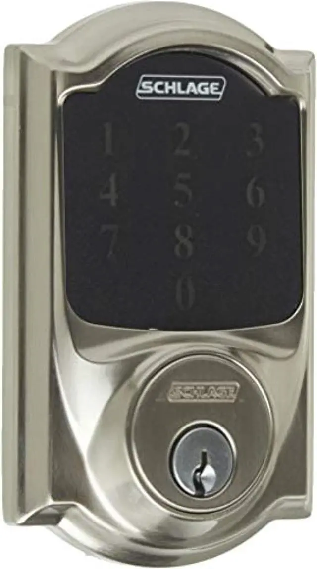 Alt view image 10 of 12 - Schlage Connect Z-Wave Deadbolt with Built-In Alarm, Camelot Style, Satin Nickel (BE469NX CAM 619)