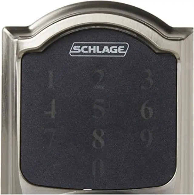 Alt view image 11 of 12 - Schlage Connect Z-Wave Deadbolt with Built-In Alarm, Camelot Style, Satin Nickel (BE469NX CAM 619)