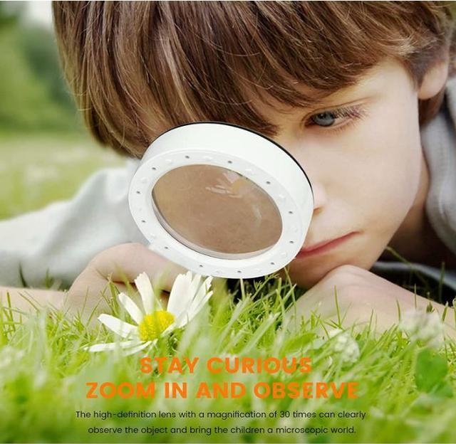 Alt view image 5 of 7 - Magnifying Glass with Light, 30X Handheld Large Magnifying Glass 12 LED Illuminated Lighted Magnifier for Macular Degeneration, Seniors Reading, Soldering, Inspection, Coins, Jewelry, Exploring(White)
