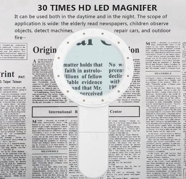 Alt view image 5 of 7 - Magnifying Glass with Light, 30X Illuminated Large Magnifier Handheld 12 LED Lighted Magnifying Glass for Seniors Reading, Soldering, Coins, Jewelry, Macular Degeneration(Silver Button)