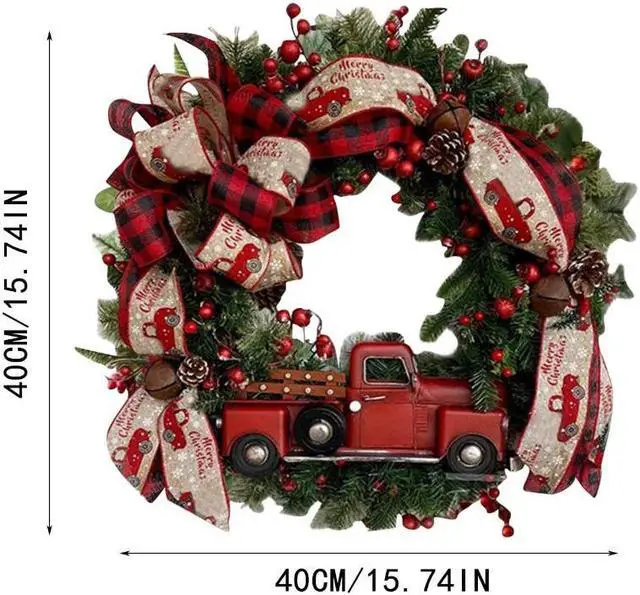 Alt view image 7 of 7 - GKN Christmas Party Wreath Door Wall Garland Decoration Artificial Christmas Wreath for Festival Celebration Front Door Decoration Outside Hanging Garland Ornament A