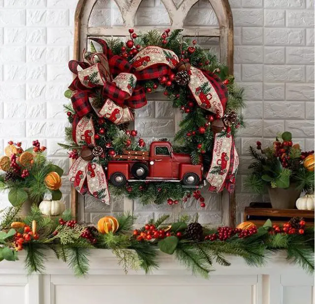 Alt view image 2 of 7 - GKN Christmas Party Wreath Door Wall Garland Decoration Artificial Christmas Wreath for Festival Celebration Front Door Decoration Outside Hanging Garland Ornament A