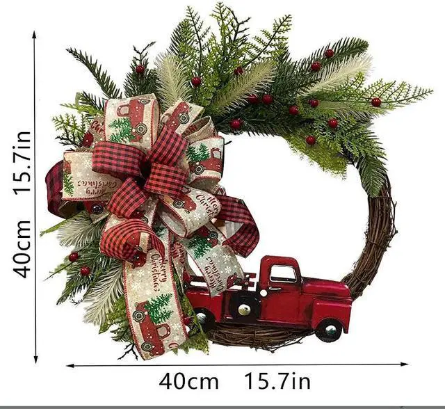 Alt view image 7 of 7 - Christmas  Wreath Door Wall Garland Decoration Artificial Christmas Wreath for Festival Celebration Front Door Decoration Outside Hanging Garland Ornament