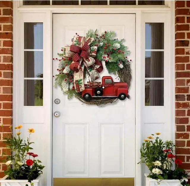 Alt view image 6 of 7 - Christmas  Wreath Door Wall Garland Decoration Artificial Christmas Wreath for Festival Celebration Front Door Decoration Outside Hanging Garland Ornament