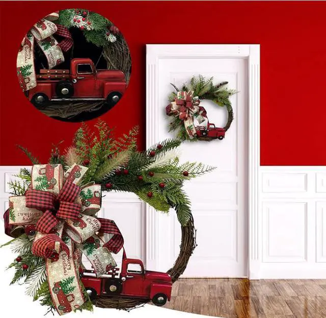 Alt view image 2 of 7 - Christmas  Wreath Door Wall Garland Decoration Artificial Christmas Wreath for Festival Celebration Front Door Decoration Outside Hanging Garland Ornament