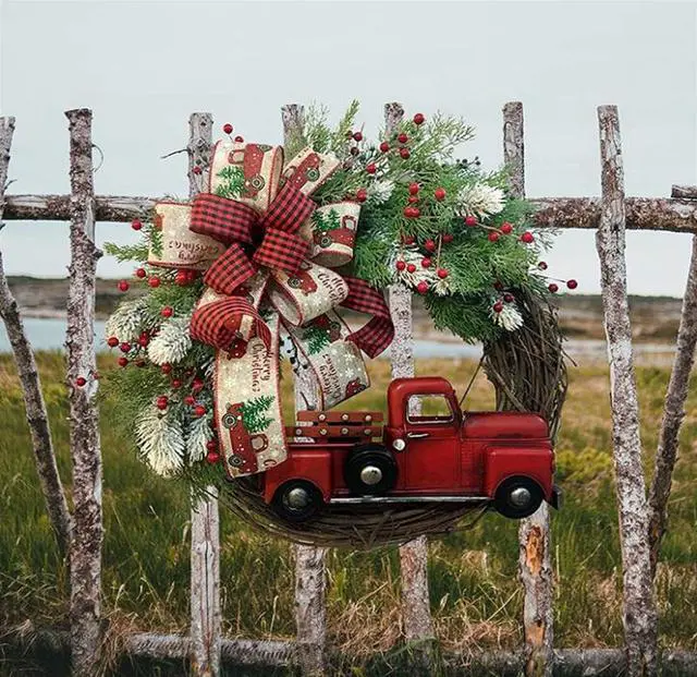 Alt view image 5 of 7 - Christmas  Wreath Door Wall Garland Decoration Artificial Christmas Wreath for Festival Celebration Front Door Decoration Outside Hanging Garland Ornament