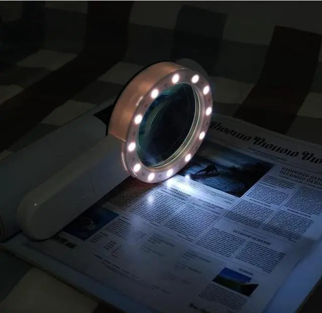 Alt view image 6 of 7 - Magnifying Glass with Light, 30X Handheld Large Magnifying Glass 12 LED Illuminated Lighted Magnifier for Macular Degeneration, Seniors Reading, Soldering, Inspection, Coins, Jewelry,